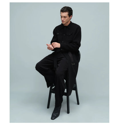 KNIT PANEL LONG COAT ブラック