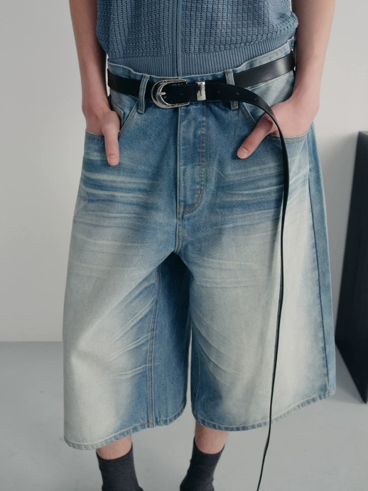 ICE BLUE PLEATED SHORTS