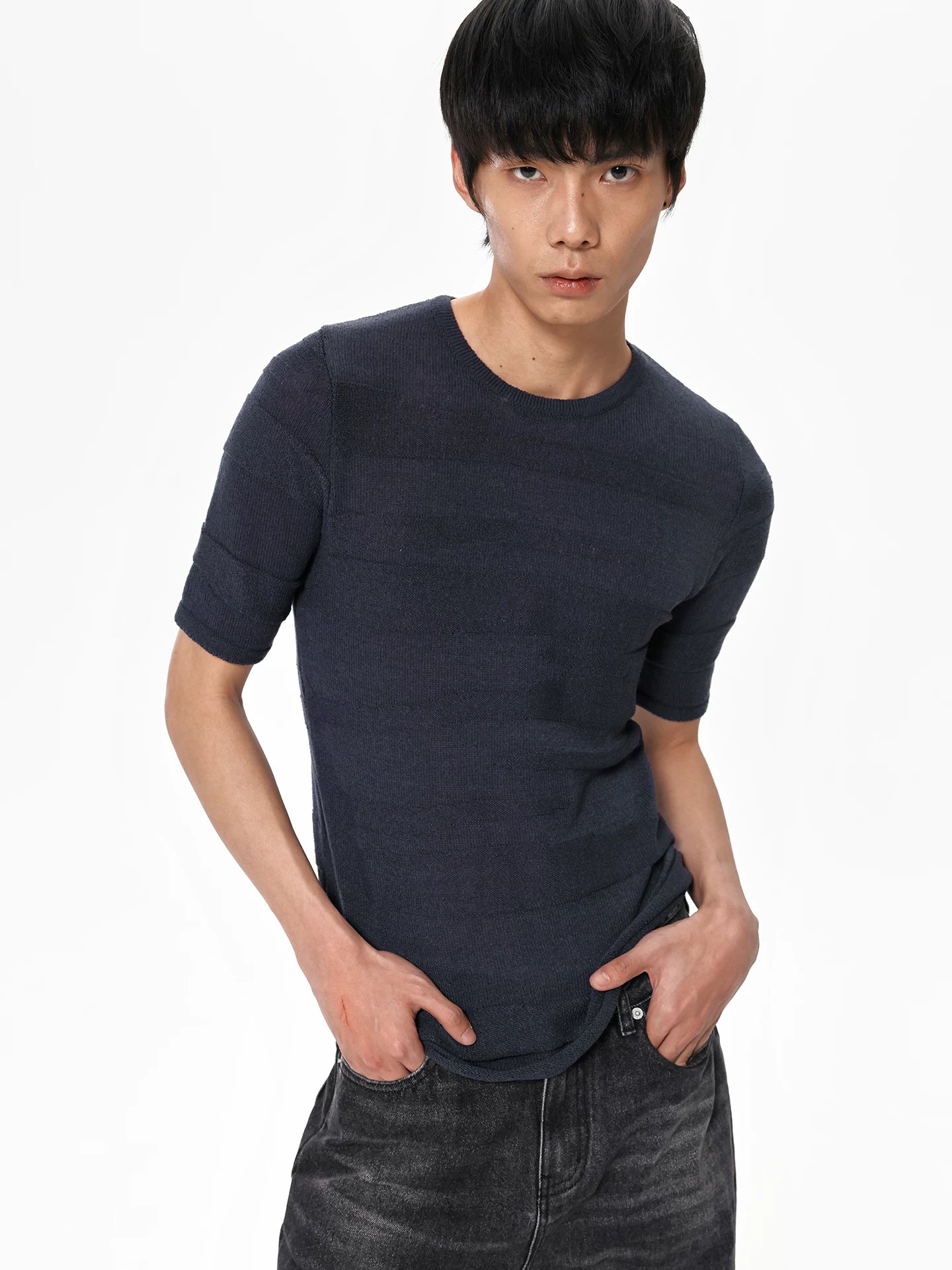 NAVY CAMOUFLAGE KNIT TEE