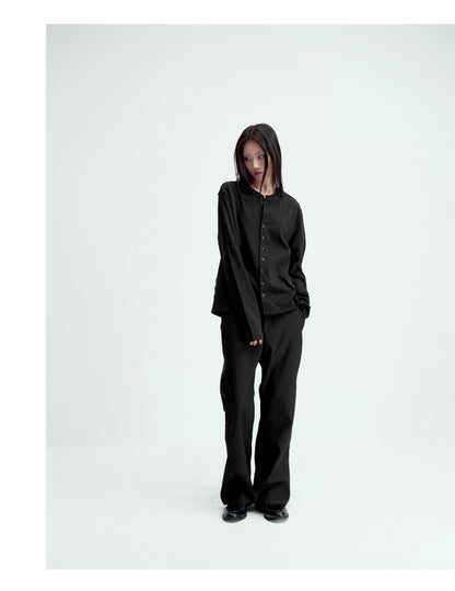 SATIN-TRIM LAYERED CARDIGAN