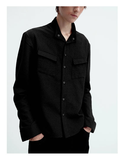 TEXTURED FITTED LONG-SLEEVE SHIRT