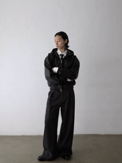 RETRO FLIGHT LEATHER HOODIE