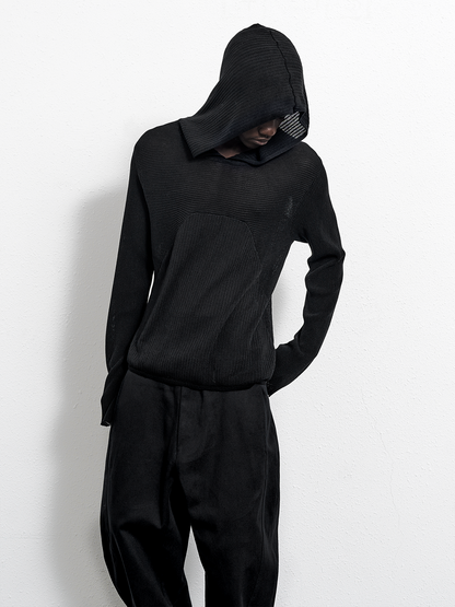 SHEER STRIPED HOODIE SWEATSHIRT