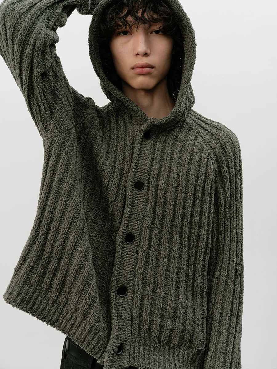 CHUNKY STRIPE KNIT HOODIE