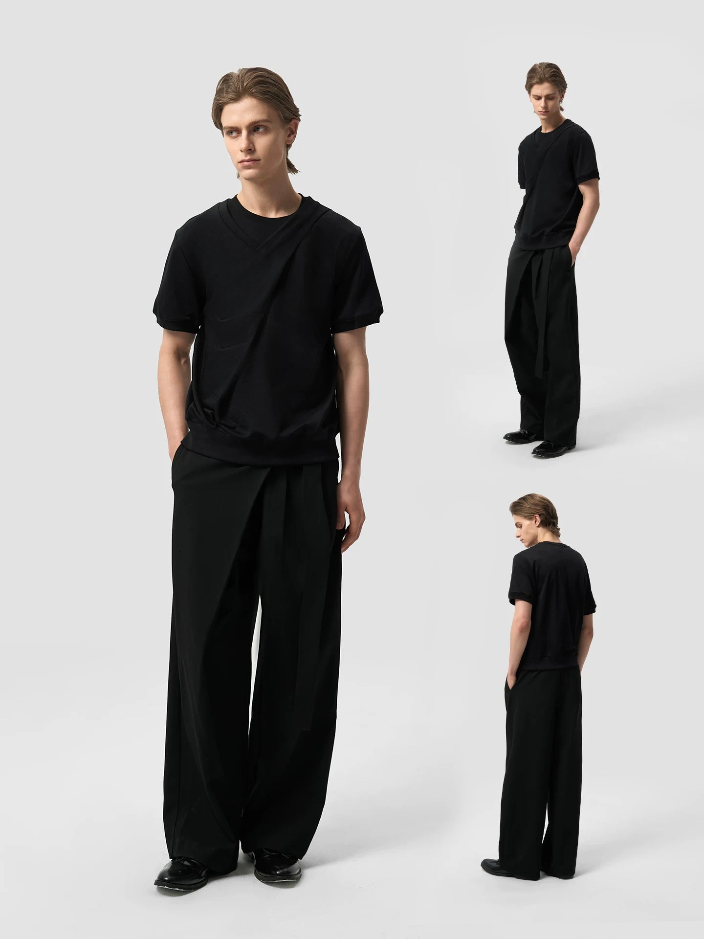 V-NECK DOUBLE LAYER T-SHIRT