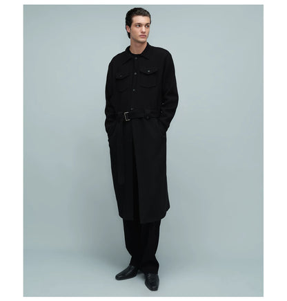 KNIT PANEL LONG COAT ブラック