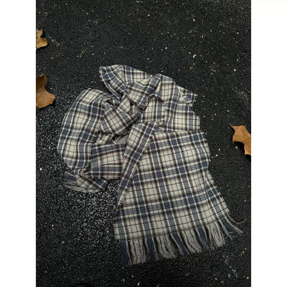 PLAID FRINGE SCARF