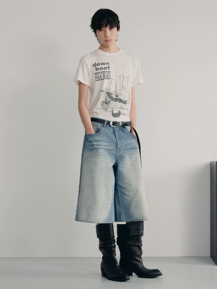 ICE BLUE PLEATED SHORTS