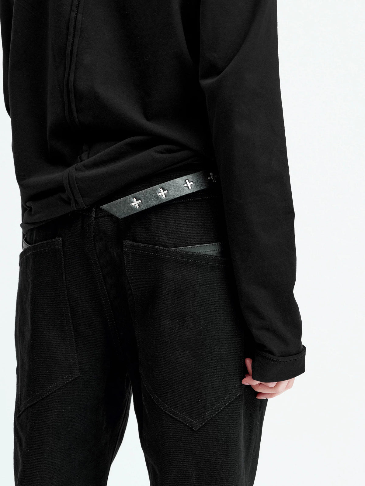 DOUBLE-LAYER PATCHWORK SLIM JEANS