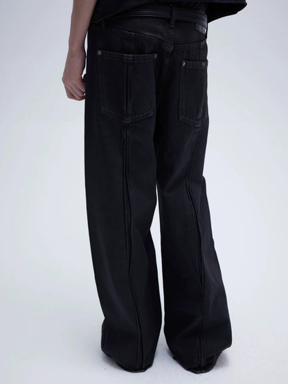 CROPPED A-LINE WAXED JEANS