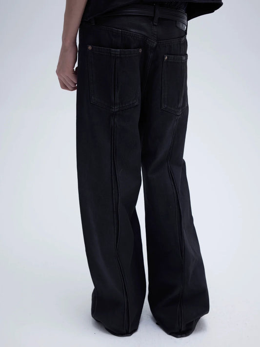 CROPPED A-LINE WAXED JEANS