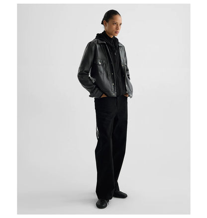 COATED TYPE THREE BIKER JACKET ブラック