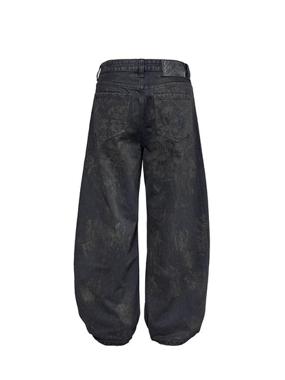 DISTRESSED BLACK DENIM PANTS