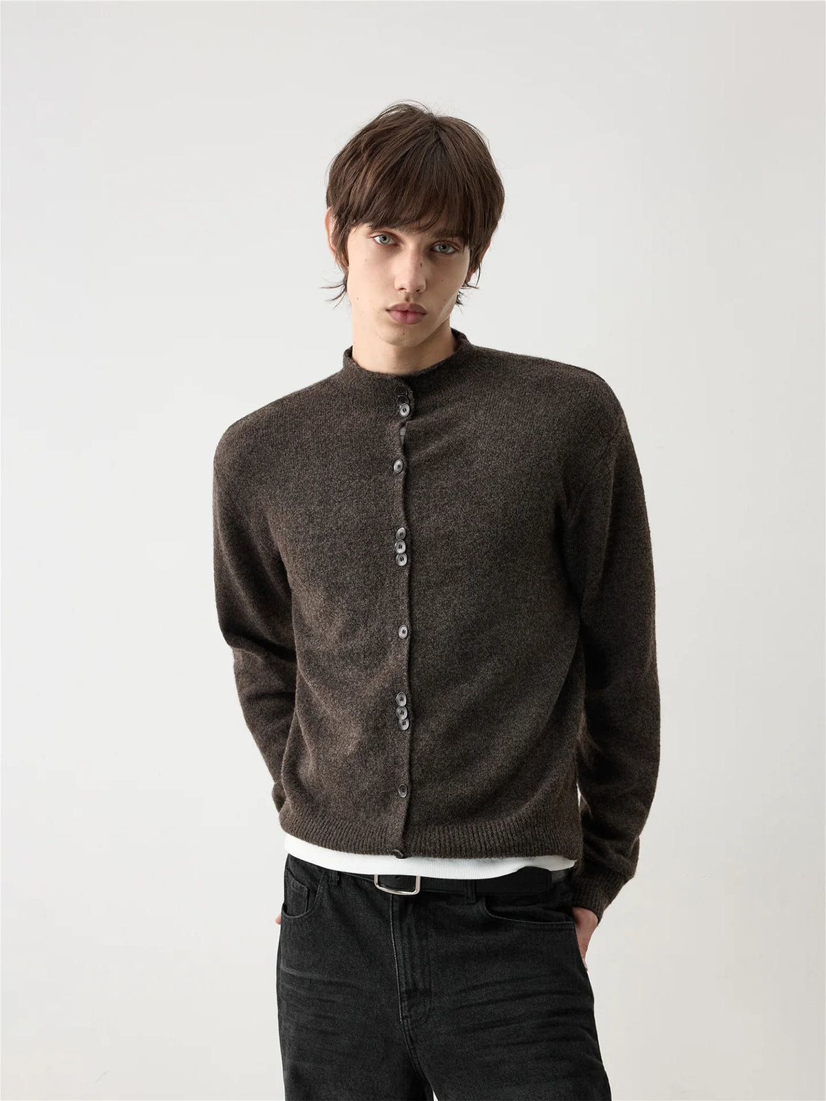 THICKENED HALF-TURTLENECK CARDIGAN