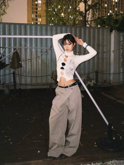 IRREGULAR SPLICE SUIT PANTS