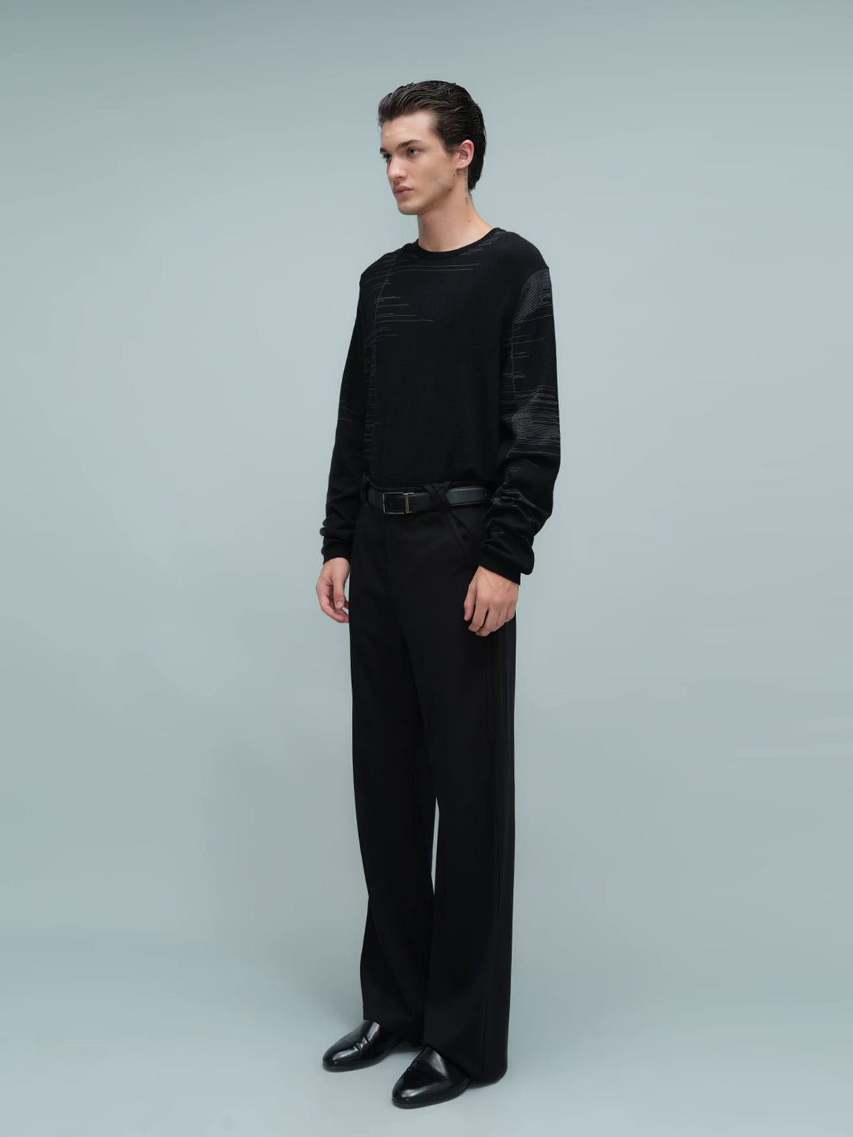 WOVEN WAIST STRAIGHT TROUSERS ブラック
