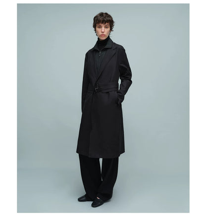 LAYERED BELTED TRENCH COAT ブラック