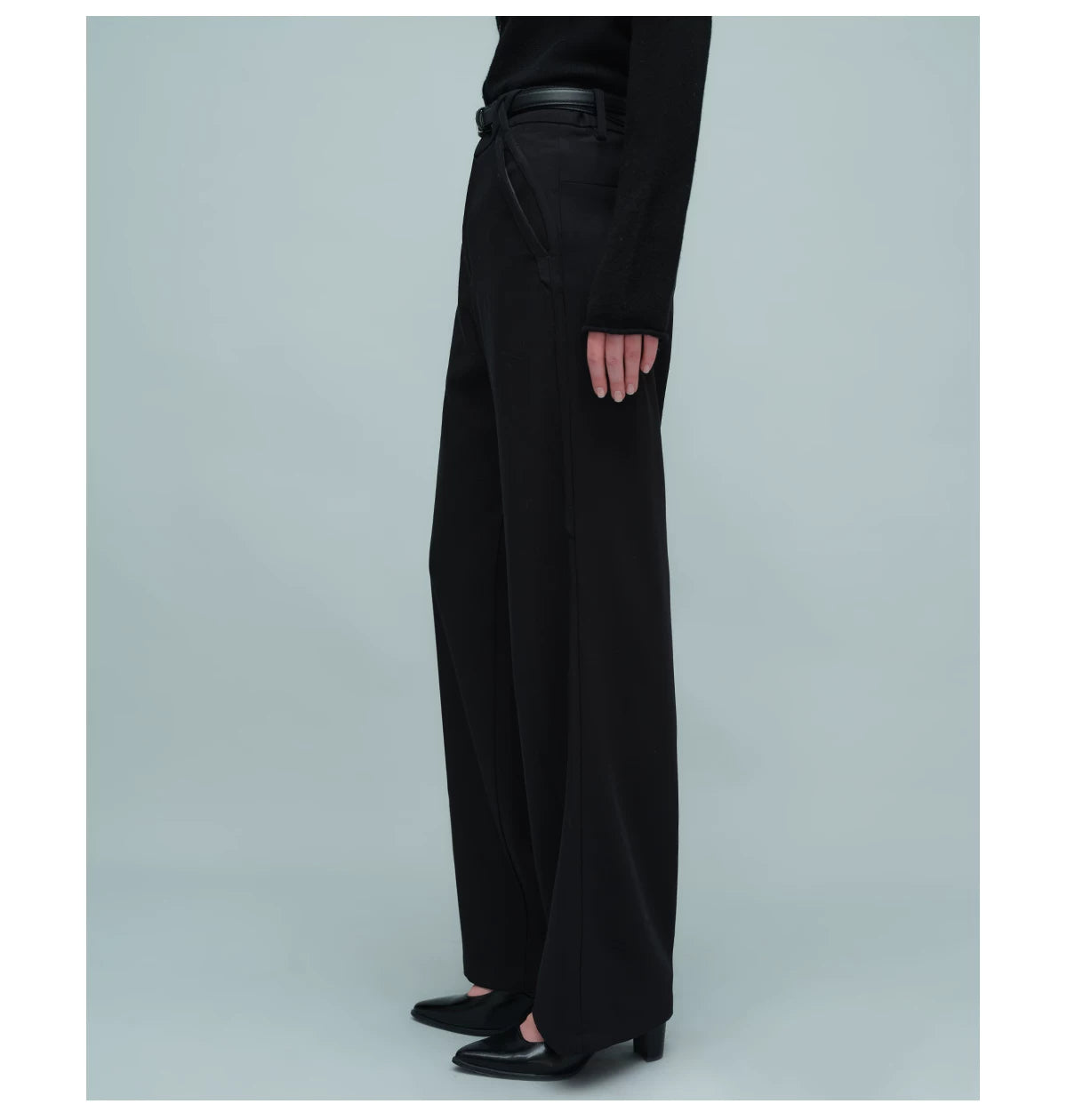 WOVEN WAIST STRAIGHT TROUSERS ブラック