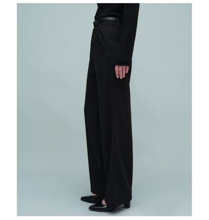 WOVEN WAIST STRAIGHT TROUSERS ブラック