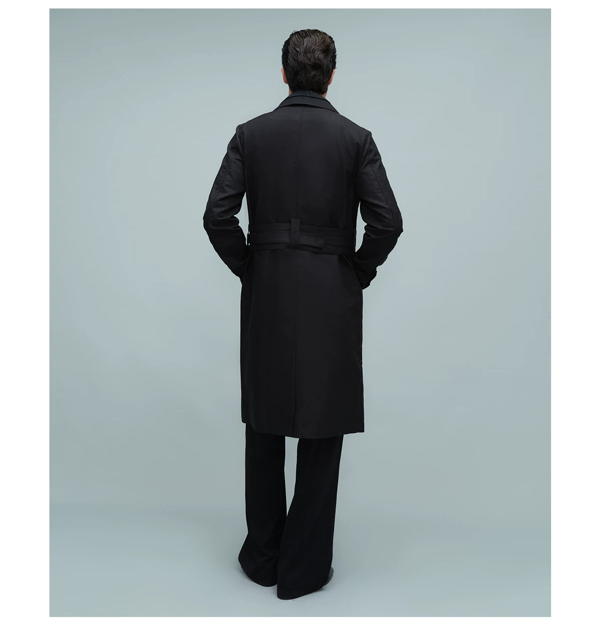 LAYERED BELTED TRENCH COAT ブラック