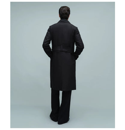 LAYERED BELTED TRENCH COAT ブラック