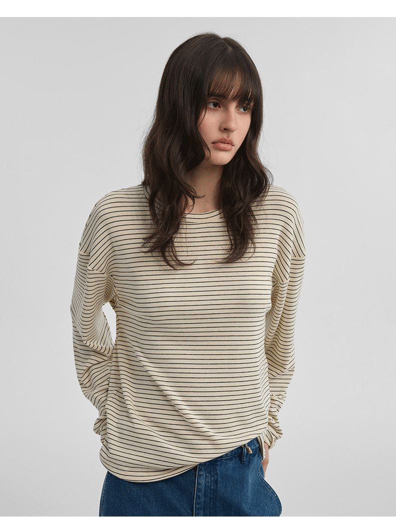 BRUSHED STRIPE LONG SLEEVE TOP 8