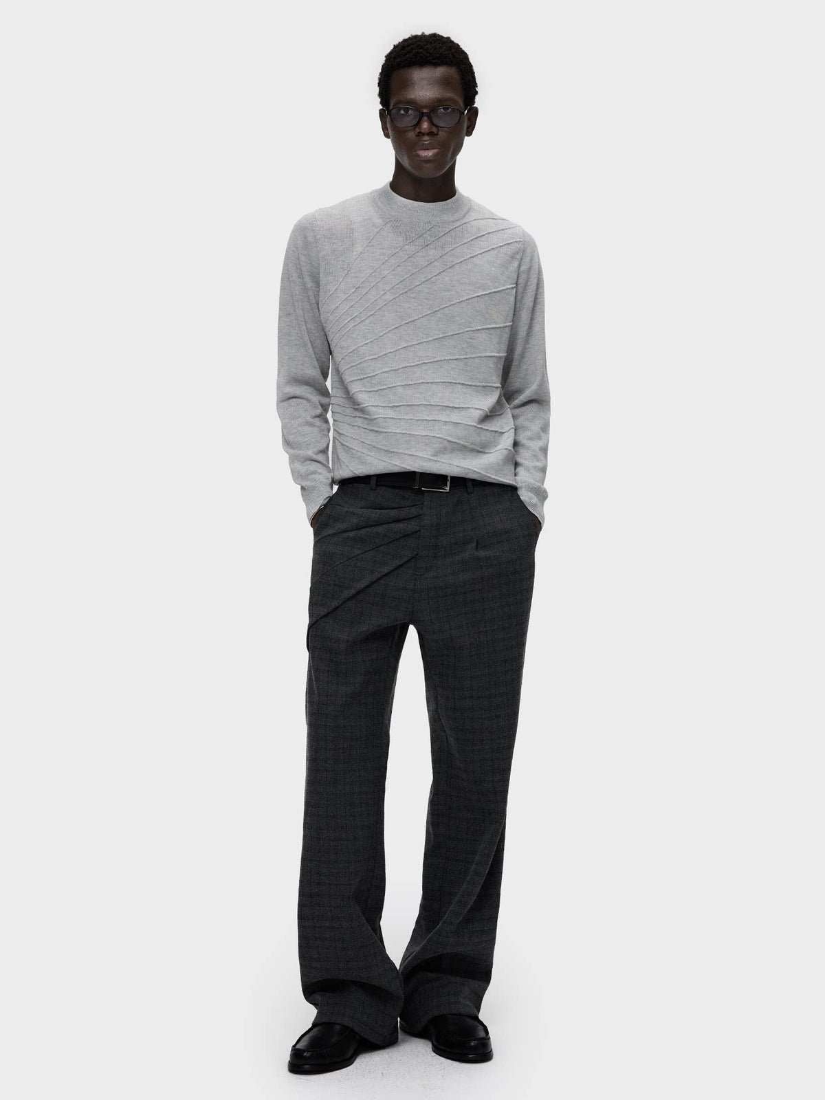 RADIATING PLEAT CHECK TROUSERS 13
