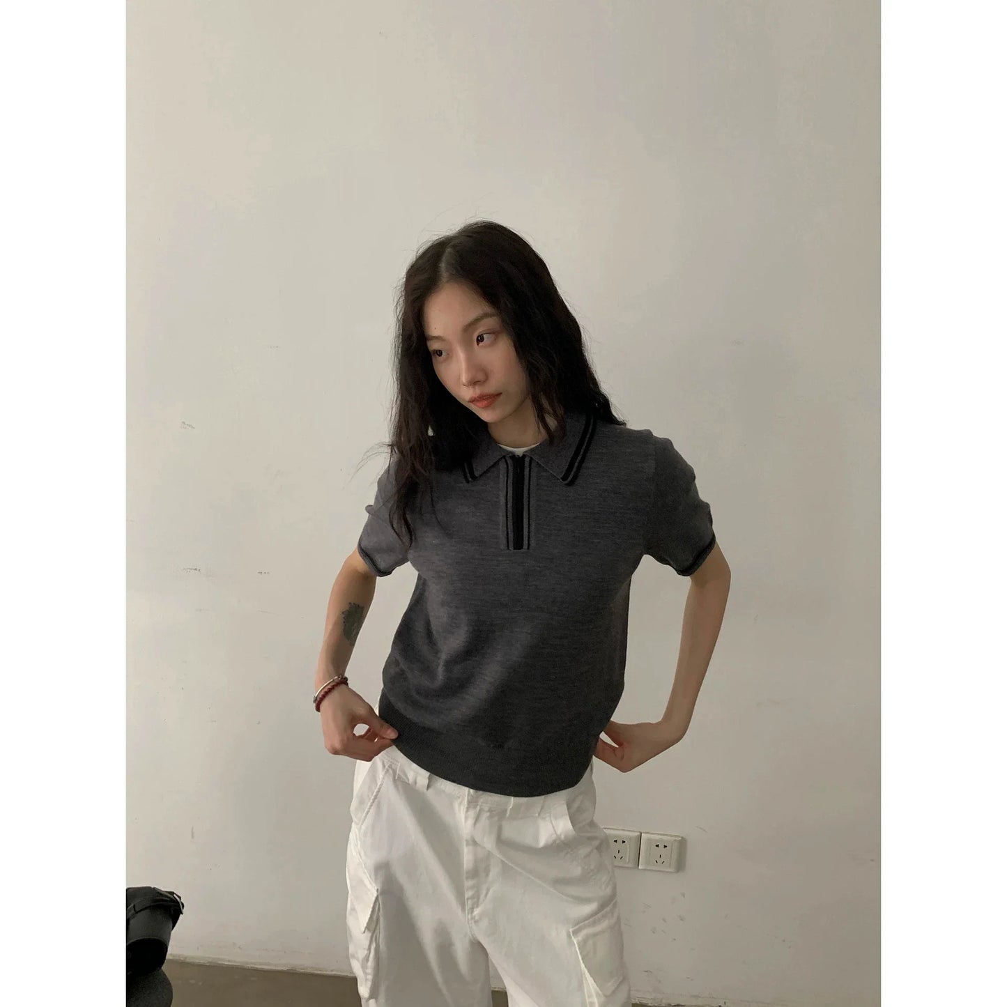 COLOR BLOCK KNITTED SHIRT