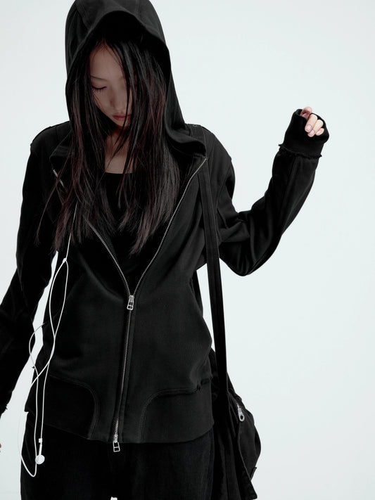 ZIPPERED SLIM-FIT HOODIE