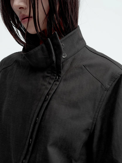 CURVED PLACKET STAND-UP JACKET