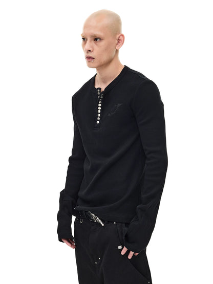 RIBBED LONG SLEEVE HENLEY