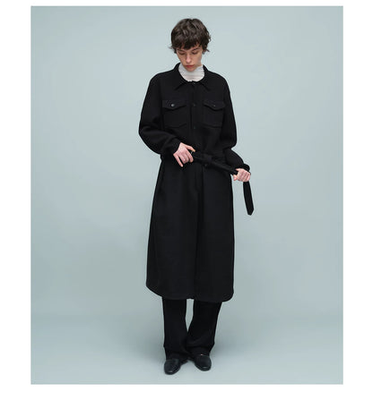 KNIT PANEL LONG COAT ブラック