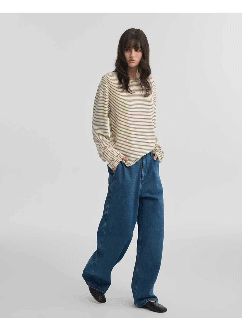 BRUSHED STRIPE LONG SLEEVE TOP 10