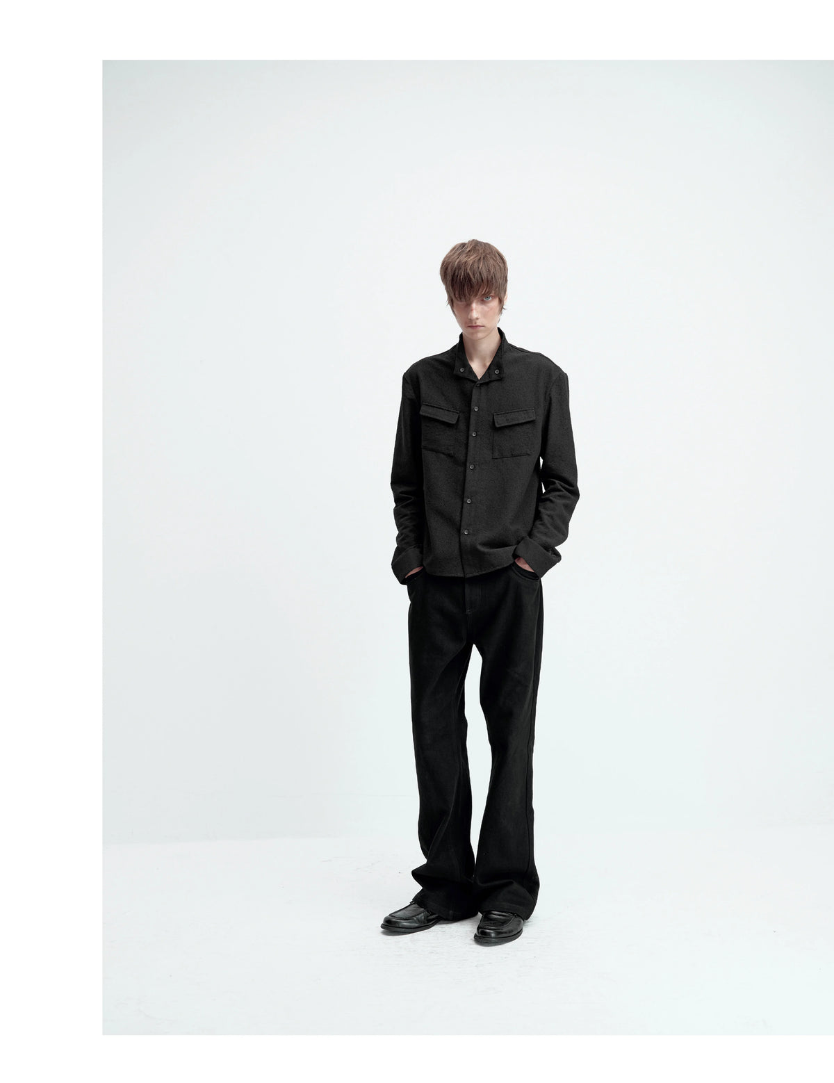 TEXTURED FITTED LONG-SLEEVE SHIRT