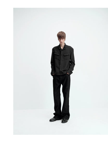 TEXTURED FITTED LONG-SLEEVE SHIRT