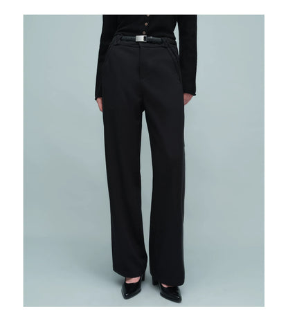 WOVEN WAIST STRAIGHT TROUSERS ブラック