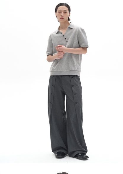 CHIC MISPLACED BUTTON POLO SHIRT