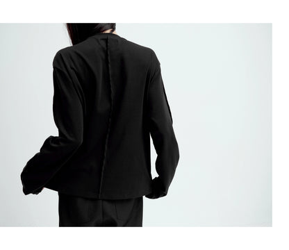 SATIN-TRIM LAYERED CARDIGAN