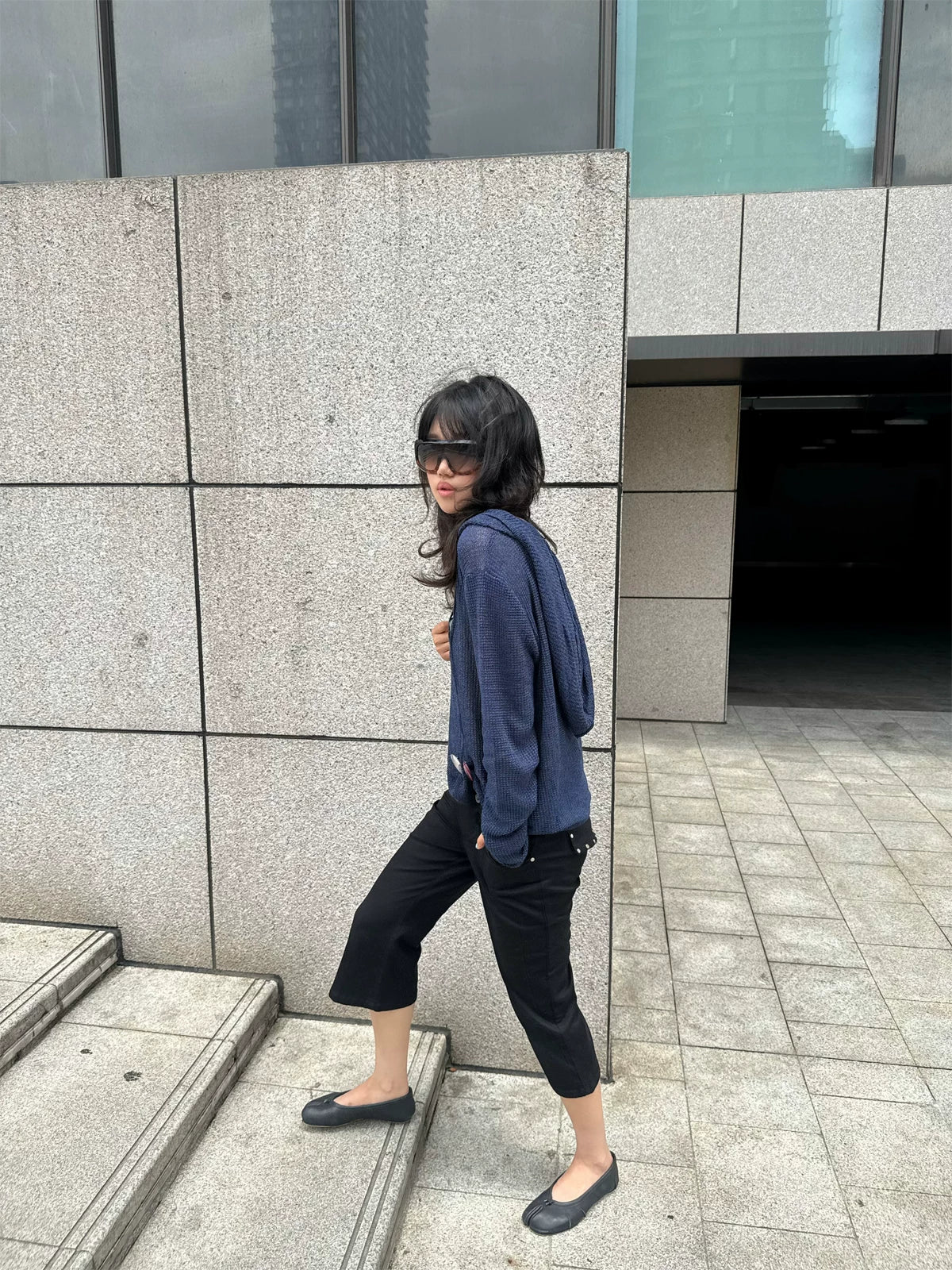 WASHI BLEND SHEER KNIT HOODIE 2