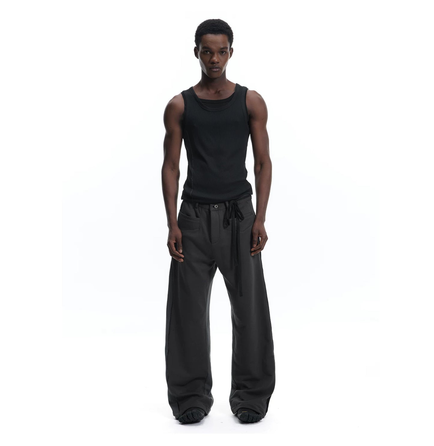 PATCHWORK SWEATPANTS WITH LEATHER CORDS