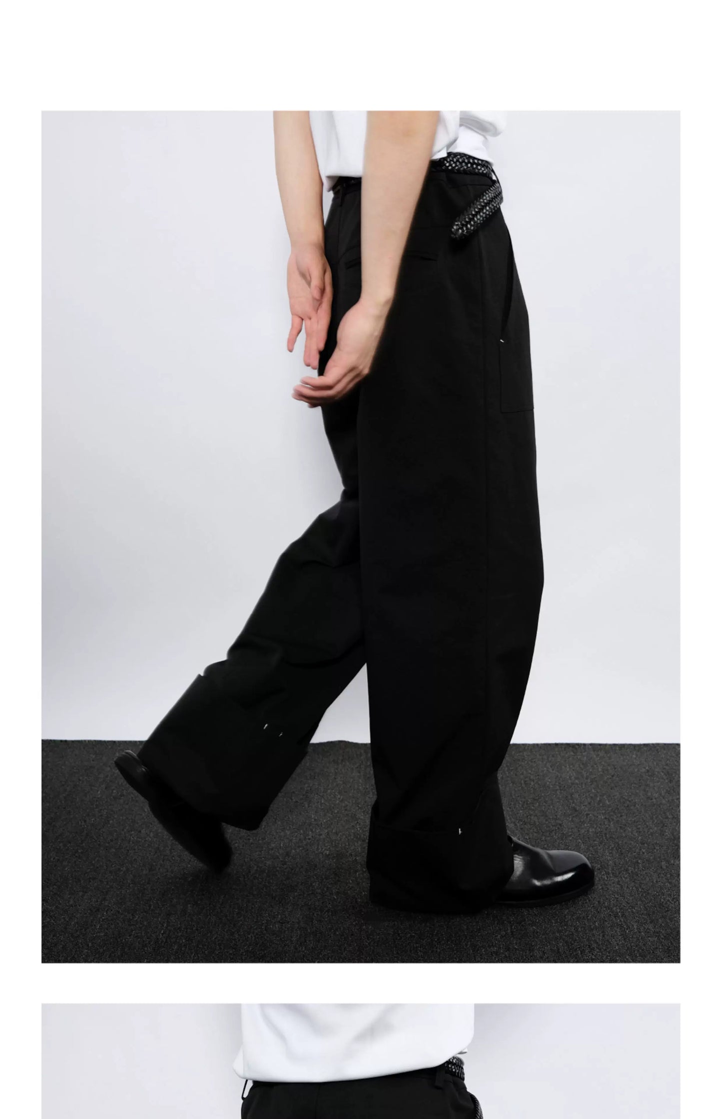 STURDY WIDE-CUFF CASUAL PANTS