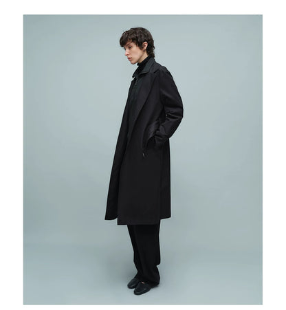LAYERED BELTED TRENCH COAT ブラック