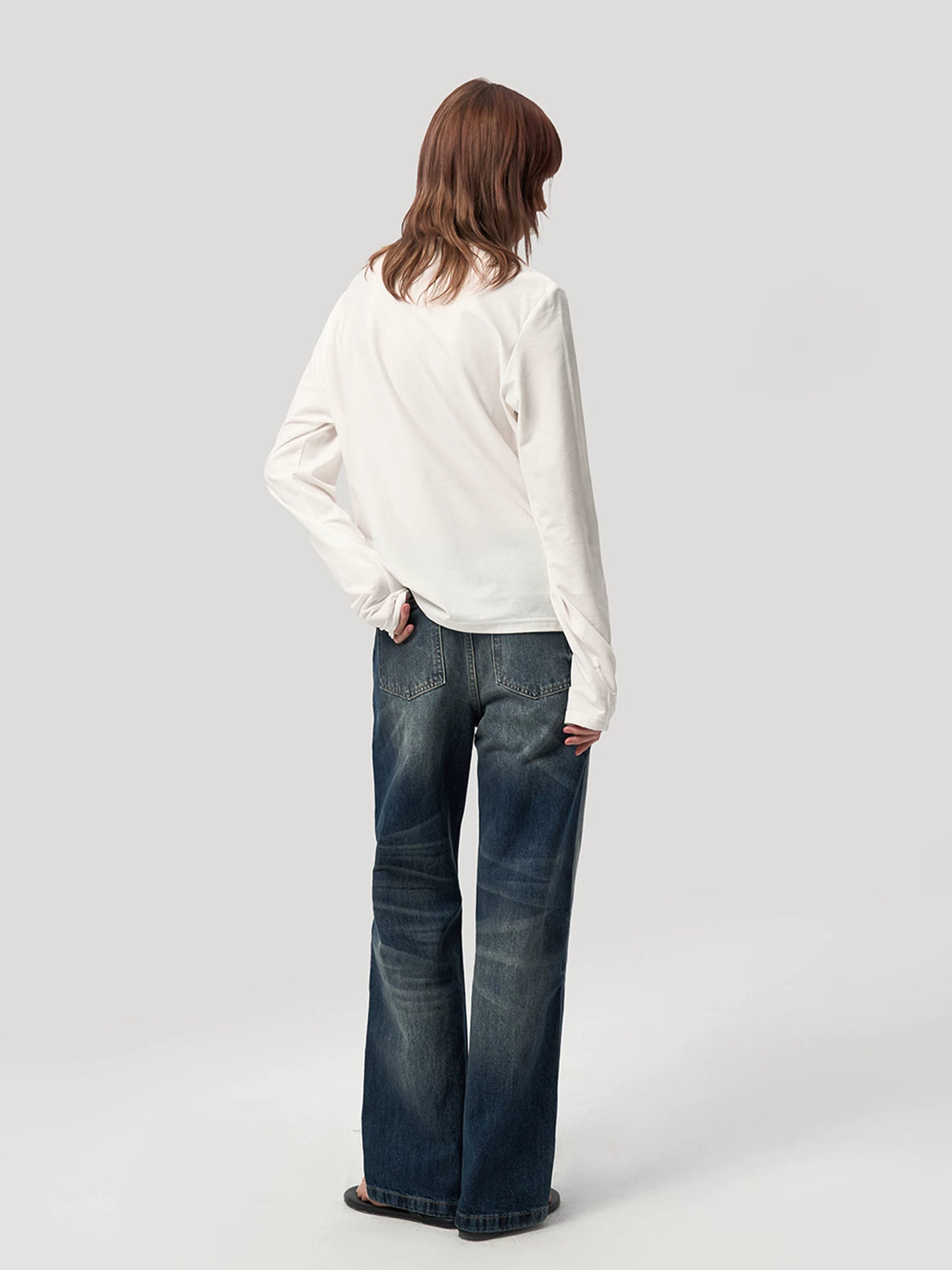 ASYMMETRIC NECK LINEN BLEND LONG SLEEVE TOP 14