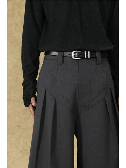 PLEATED WIDE-LEG TROUSERS
