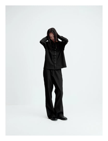 SATIN-TRIM LAYERED CARDIGAN