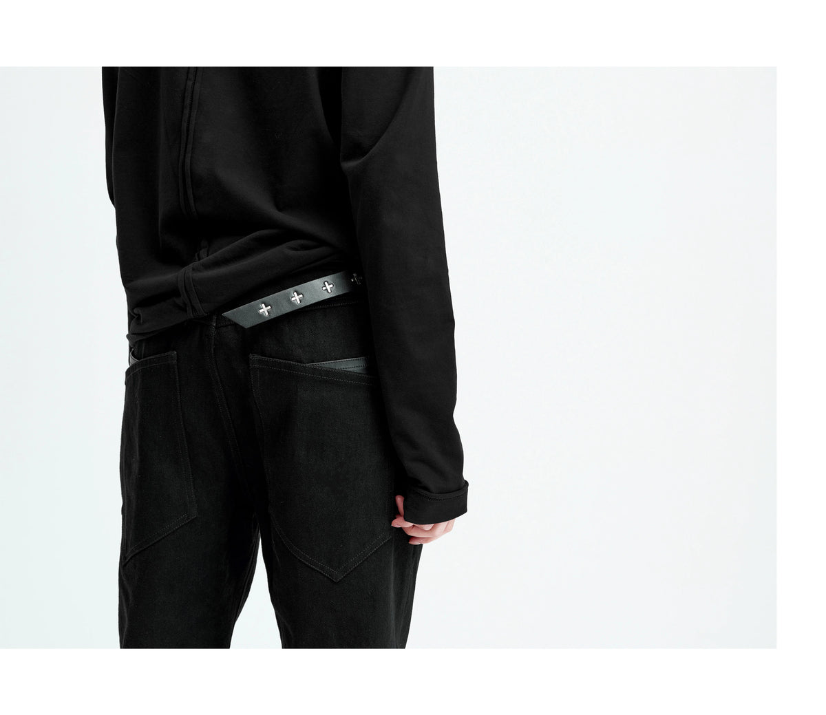 DOUBLE-LAYER PATCHWORK SLIM JEANS