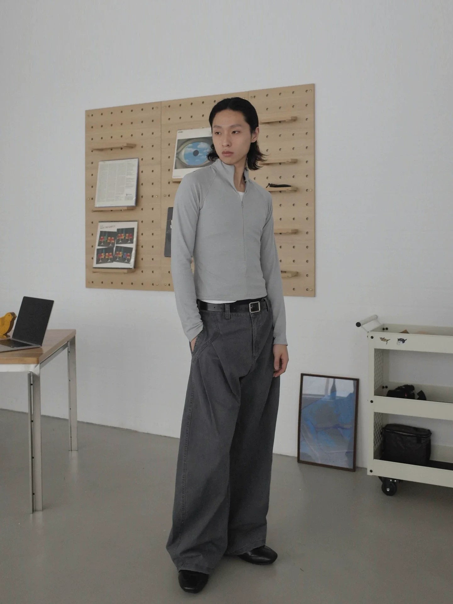 WIDE-LEG WORK PANTS
