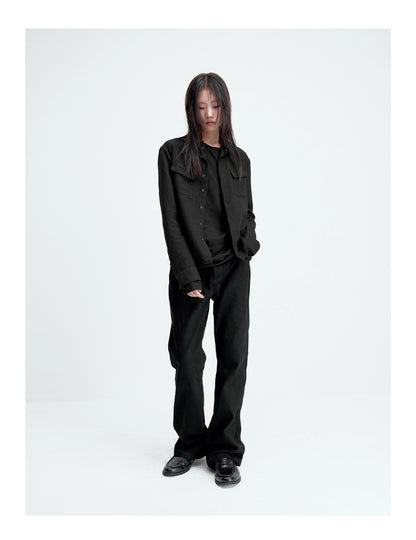 TEXTURED FITTED LONG-SLEEVE SHIRT