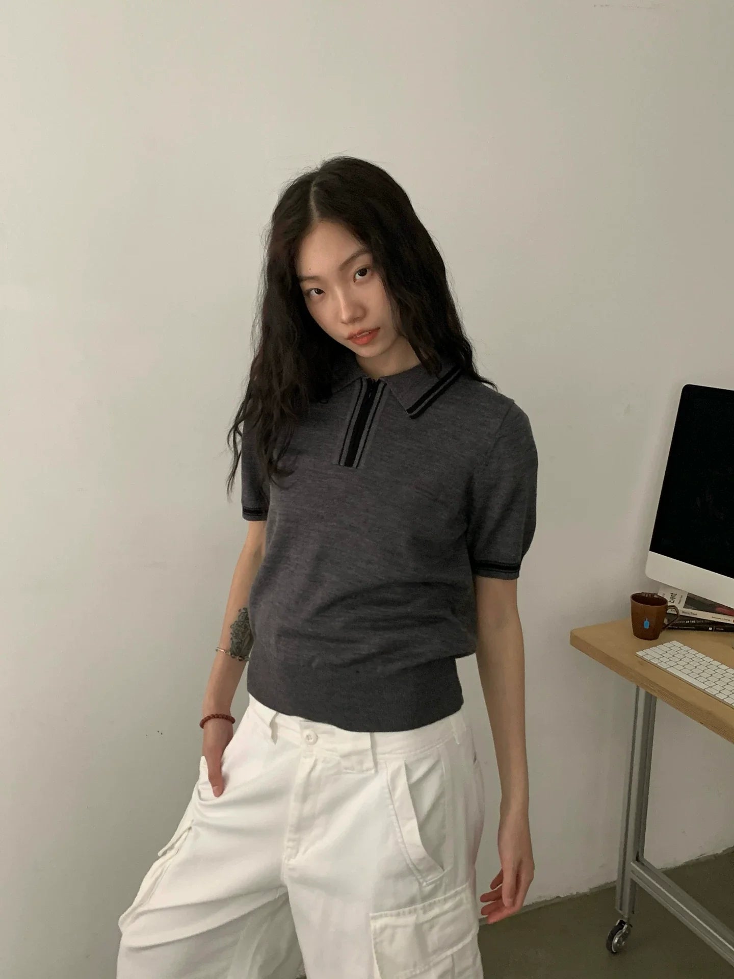 COLOR BLOCK KNITTED SHIRT