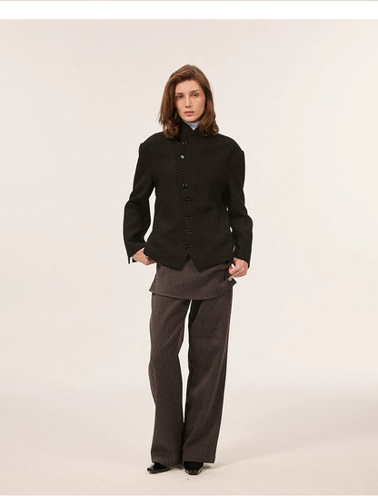 CURVED BUTTON WOOL BLEND JACKET 9
